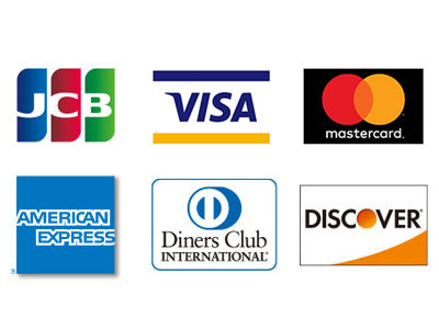 Visa、MasterCard、JCB、AMEX、Dinersカード対応